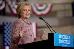 Hillary Clinton speaks at a rally in Greensboro, North Carolina