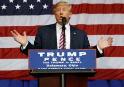 Donald Trump speaks during a campaign rally at the Delaware County Fair. 

