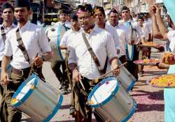 RSS activists taking pat in a parade on Vijayadashmi 