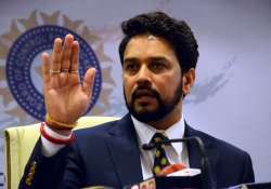 File pic of BCCI chief Anurag Thakur addressing media 