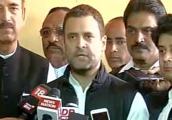 Rahul Gandhi speaks to reports outside Parliament 