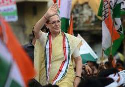 File pic - Congress president Sonia Gandhi during a roadshow 