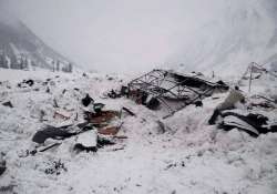 A view of the site of severe avalanche that took place in Gurez sector