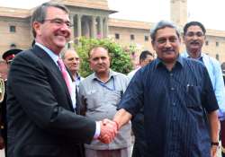 File pic - Defence Secretary Ashton Carter and Defence Minister Manohar Parrikar