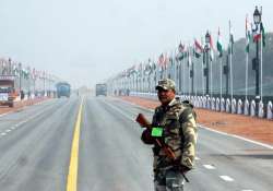 File pic - Jawan on foot patrol on Rajpath ahead of R-Day parade 