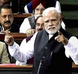 PM Modi speaks on the floor of the Lok Sabha