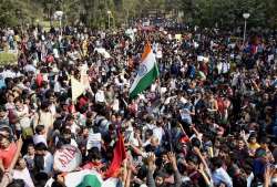 Students and teachers during protest march against ABVP at North Campus