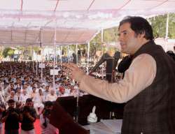 BJP MP Varun Gandhi addressing a rally in Indore on Tuesday