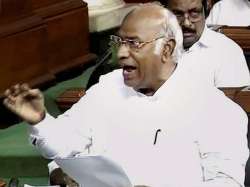  Mallikarjun Kharge speaks in the Lok Sabha in New Delhi on Thursday