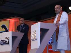 Rajat Sharma grills Amit Shah on sets if India TV's 'Samvaad' conclave 