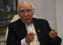 File pic of Pak diplomat Sartaj Aziz