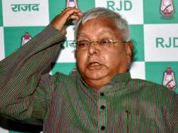 Lalu addressing a press conference at his residence in Patna on Sunday