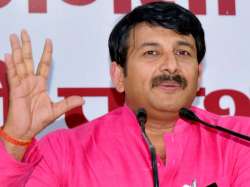 Delhi BJP chief Manoj Tiwari speaks to media 