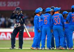 England batsman Frances Wilson reacts after being run out