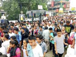 GJM supporters during their protest in Darjeeling on Thursday