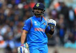 Virat Kohli reacts after getting out against Sri Lanka.