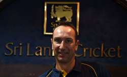 Former South African cricketer Nic Pothas looks on during a press conference