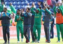 Pakistan players celebrate their victory over England.