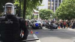 Protesters after stabbing incident in portland