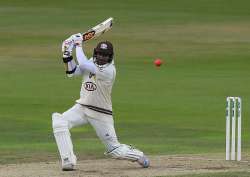 Kumar Sangakkara plays a shot.