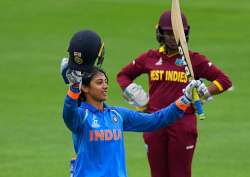 Smriti Mandhana celebrates her century during the ICC Women's World Cup 2017