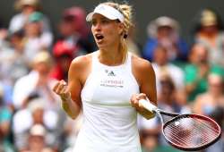 Angelique Kerber of Germany celebrates after winning the point