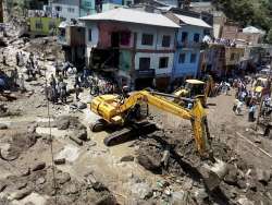 A flash flood washed away houses after a cloudburst at Thatri village in Doda