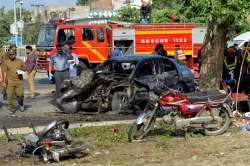 Rescue vehicle at the site of suicide bombing in Lahore
