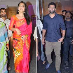 Baahubali stars Prabhas Anushka Shetty attend a wedding