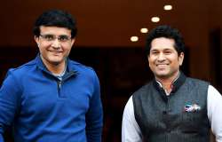 Sachin Tendulkar and Sourav Ganguly shares a light moment at an event