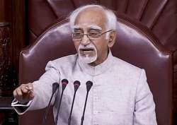 Hamid Ansari gestures while chairing his last session in the Rajya Sabha