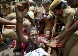 File pic - RSYF members protesting over the suicide of Anitha