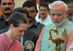 File pic - Sonia Gandhi and Narendra Modi