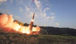 South Korea's Hyunmoo II ballistic missile is fired during an exercise on Sept 4