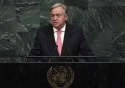 UN Secretary General Antonio Guterres addresses the UN General Assembly