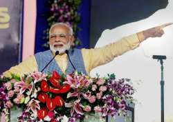 Prime Minister Narendra Modi addressing a public meeting in Ghogha, Bhavnagar