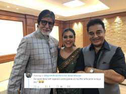 Is this a SELFIE? Twitterati mock Kajol over her picture with Amitabh Bachchan and Kamal Haasan 