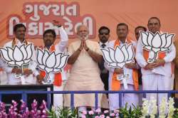 Prime Minister Narendra Modi addressing a public gathering in Prachi, Gujarat.