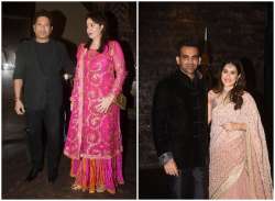 Sachin Harbhajan at Zaheer Khan-Sagarika Ghatge wedding party 