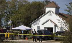 A gunman, with a ballistic vest strapped to his chest and a military-style rifle in his hands, opened fire on worshippers at a Sunday service at the First Baptist Church in Sutherland Springs in rural Texas.