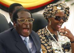 File photo of Zimbabwe President Robert Mugabe and his wife Grace.