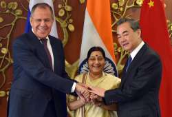 Sushma Swaraj, Wang Yi, Sergey Lavrov,