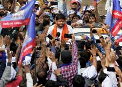 Patidar community leader Hardik Patel during a road show in Ahmedabad. PTI photo