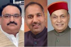 Union minister JP Nadda, five-time MLA Jairam Thakur and BJP's Prem Kumar Dhumal.