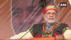 PM Narendra Modi addresses public rally in Meghalaya's Shillong.