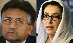  Former Pakistan president Pervez Musharraf and Benazir Bhutto.