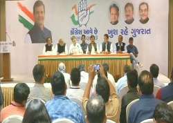 Congress president-elect Rahul Gandhi is addressing a press conference in Ahmedabad.