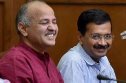 Delhi Deputy Chief Minister Manish Sisodia with Delhi CM Arvind Kejriwal. 