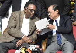 Supreme Court judges during a press conference in New Delhi on Friday