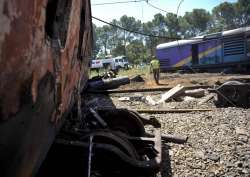 Ruined carriages at the scene of a train accident near Kroonstad, South Africa, Thursday, Jan 4, 2018.